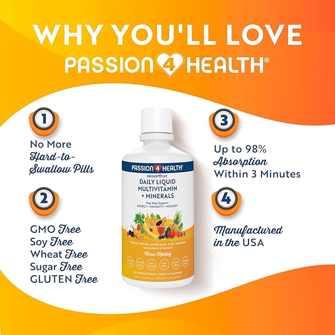 Mega Liquid Multivitamins, Trace Minerals, Amino Acids, Turmeric for Adults, Men, Women, Teens, Kids, Non-GMO, No Soy, No Dairy