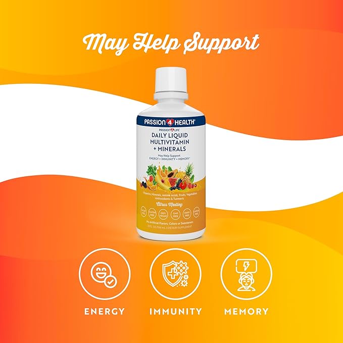 Mega Liquid Multivitamins, Trace Minerals, Amino Acids, Turmeric for Adults, Men, Women, Teens, Kids, Non-GMO, No Soy, No Dairy