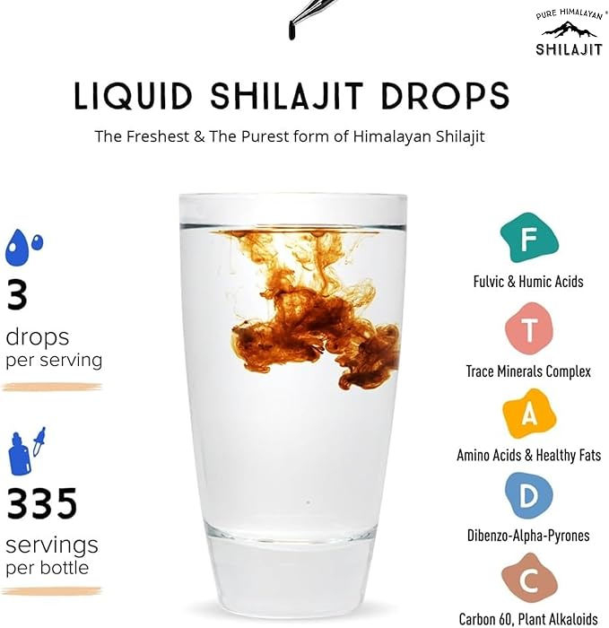 Pure Himalayan Shilajit ® Liquid Drops - The Purest Form of Shilajit, 99.9% Absorption for Immune Support, Energy Boost, Anti-Aging - Natural Trace Minerals & Fulvic Acid (50ml)
