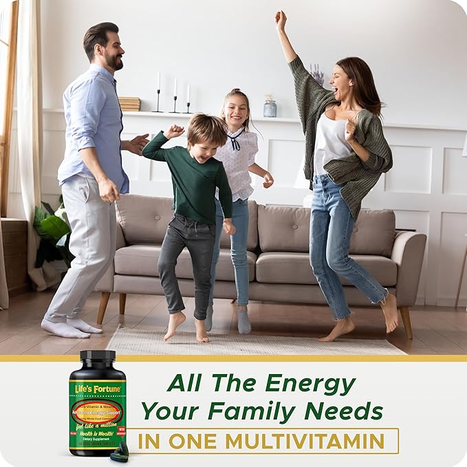 Life's Fortune Multivitamin & Mineral 60 Tablets, All Natural Energy Source Supplying Whole Food Concentrates, Antioxidants, Amino Acids, Enzymes, Trace Minerals & More