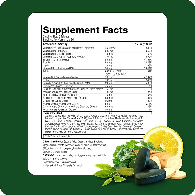 Life's Fortune Multivitamin & Mineral 60 Tablets, All Natural Energy Source Supplying Whole Food Concentrates, Antioxidants, Amino Acids, Enzymes, Trace Minerals & More