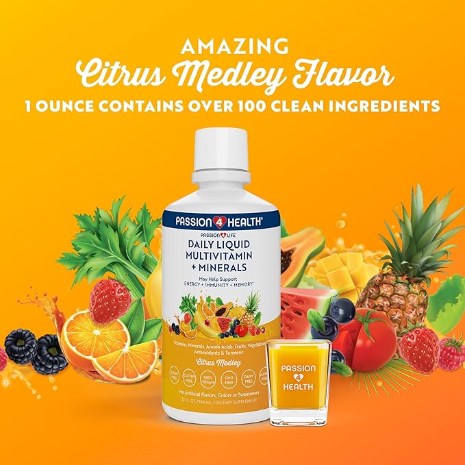 Mega Liquid Multivitamins, Trace Minerals, Amino Acids, Turmeric for Adults, Men, Women, Teens, Kids, Non-GMO, No Soy, No Dairy