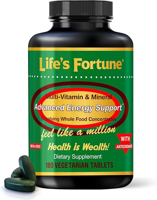 Life's Fortune Multivitamin & Mineral, All Natural Energy Source for Men & Women Supplying Whole Food Concentrates, Antioxidants, Amino Acids, Enzymes, Trace Minerals & More, 180 Count (Pack of 1)